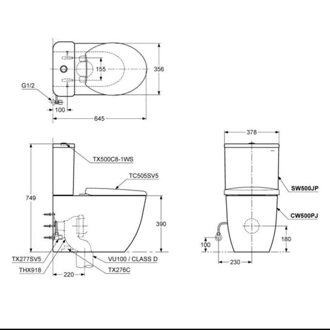 Spesial Closed Duduk Toto Cw500Jp/ Sw500Pj (S-Trap) / Toilet Toto Cw 500 Jp