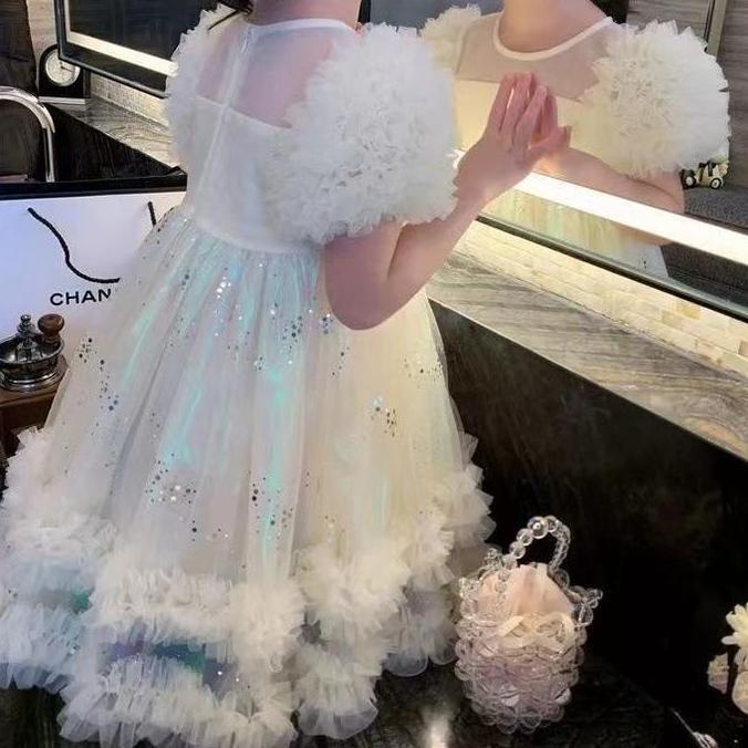 1-10 Tahun Gaun Apricot Dress Pesta Princess Anak Perempuan Katun Nyaman Lembut Baju Ulang Tahun Org