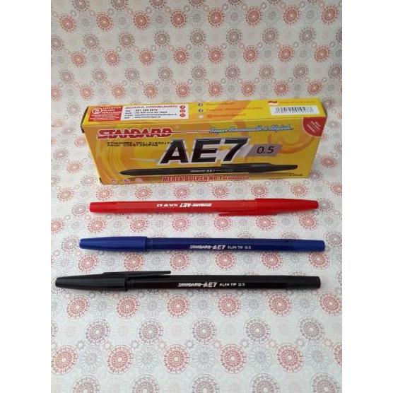 Coretan- Pen Pena Pulpen Bolpen Standard Ae7/Balpoin Standar Ae-7 Merah Stationery