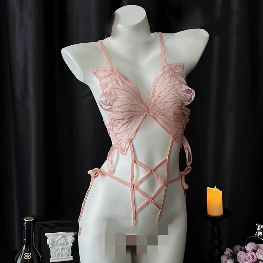 hot product set lingerie wanita sexy model bra kupu2 open v baju dinas wanita hm470