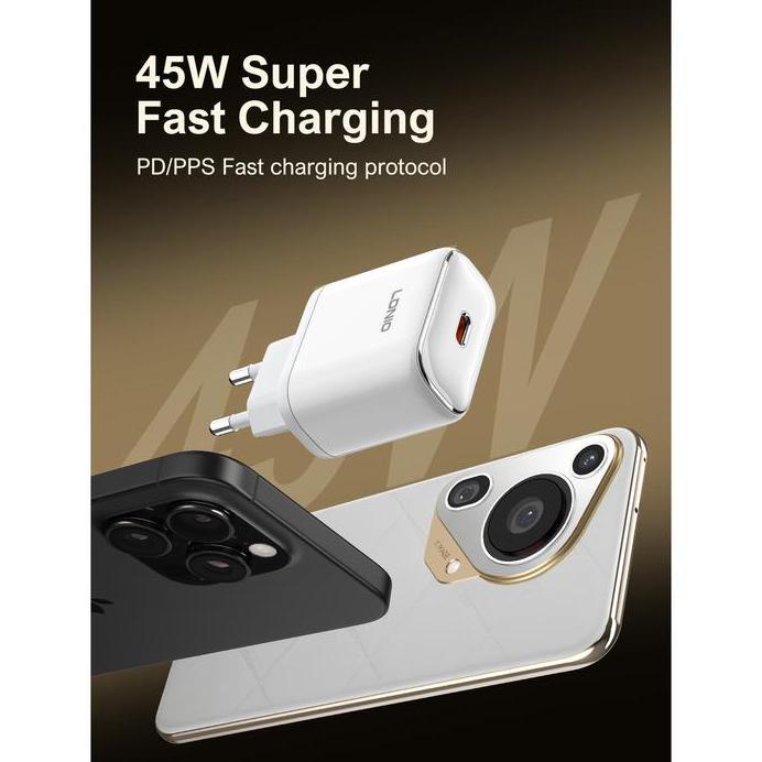 LDNIO Travel Wall Charger Q1415 USB C PD QC GaN 45W Laptop Available Super Fast Charging