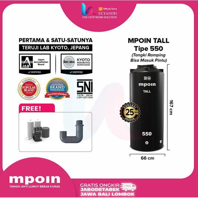 Terjangkau Tangki Air Mpoin Plus 550 Tall Toren Tandon 550 Liter