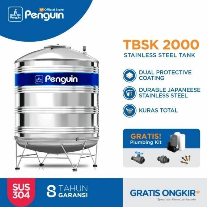 Spesial Toren Tanki Tandon Air Stainless Penguin Tbsk 2000 2000 Liter