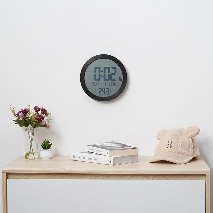 FORHOM JAM DINDING LCD DIGITAL ROUND - HITAM