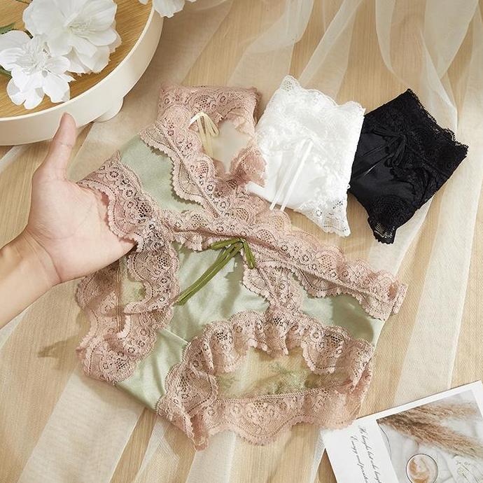 DR316 - CD2125 Celana Dalam CD Transparan Wanita Lace Fashion Flower Knickers Renda Brukat Tipis