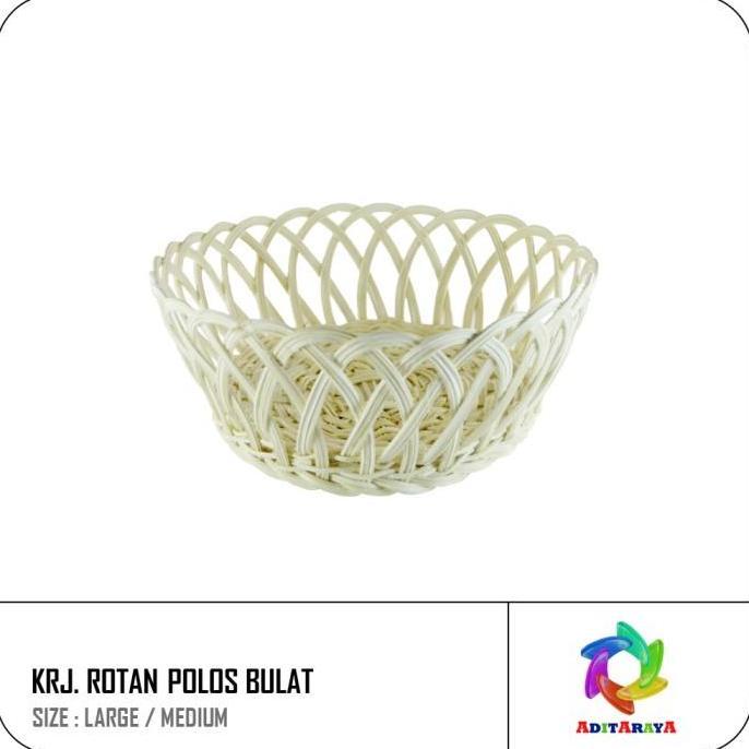 KERANJANG BUAH ROTAN BULAT POLOS KECIL