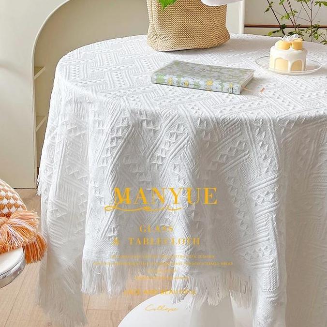 CODTaplak meja Nordic benang katun taplak meja kelas atas Taplak meja kopi rumbai taplak meja tahan 