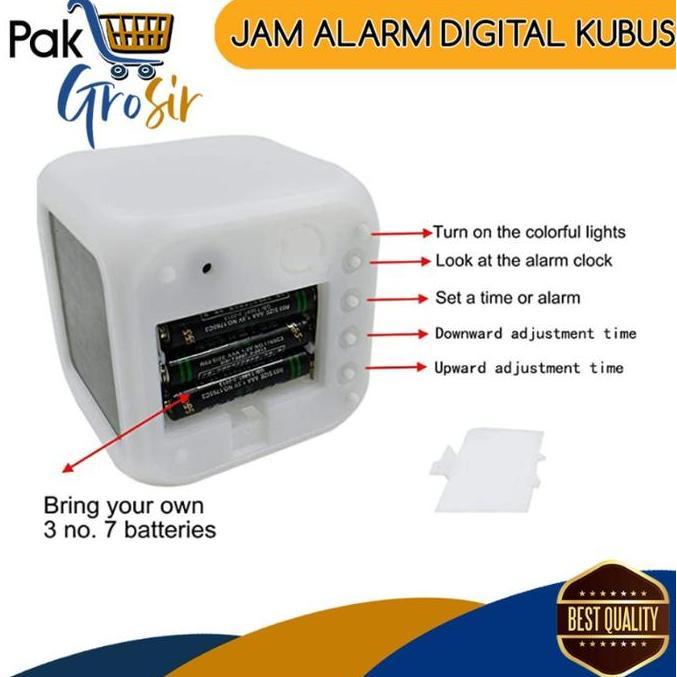 Allbit- Pg Jam Led Meja Kubus Digital Alarm Berubah 7 Warna Moody Clock Glowing