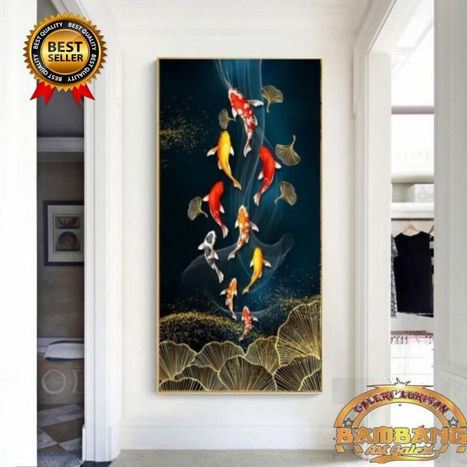 Terlaris Lukisan Ikan Koi Fengsui Timbul