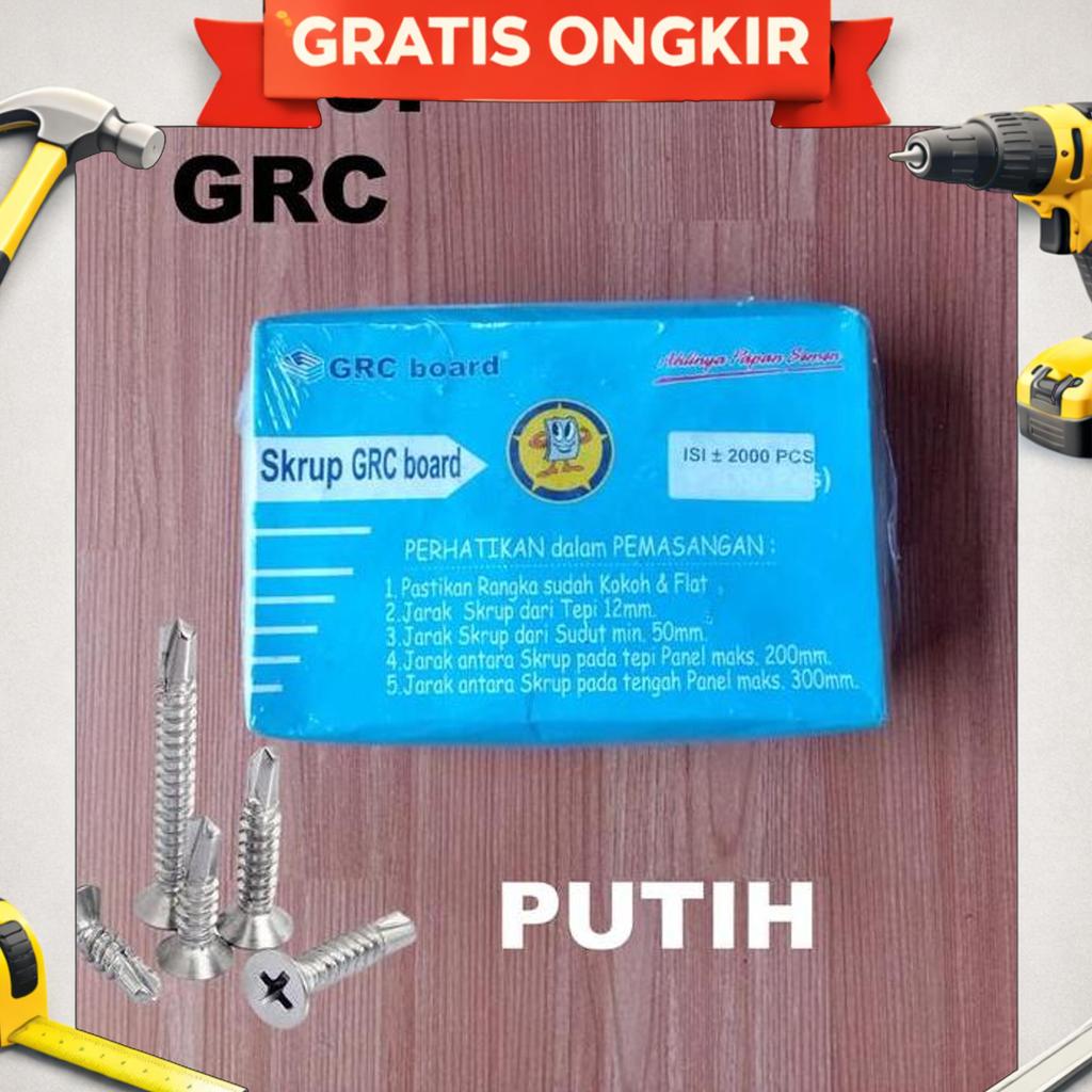 Skrup Grc Isi 2000 Pcs Putih Kalsiboard