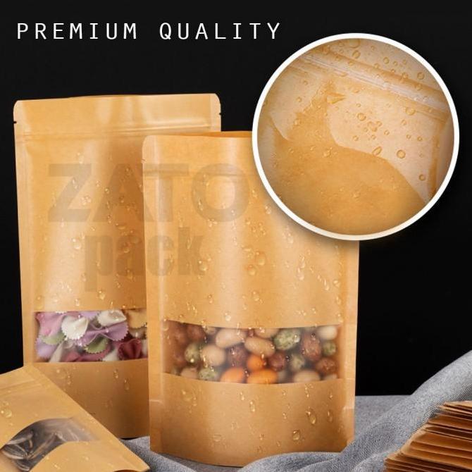 15x22 Kraft paper bag BROWN standing pouch ZATOPACK kemasan packaging