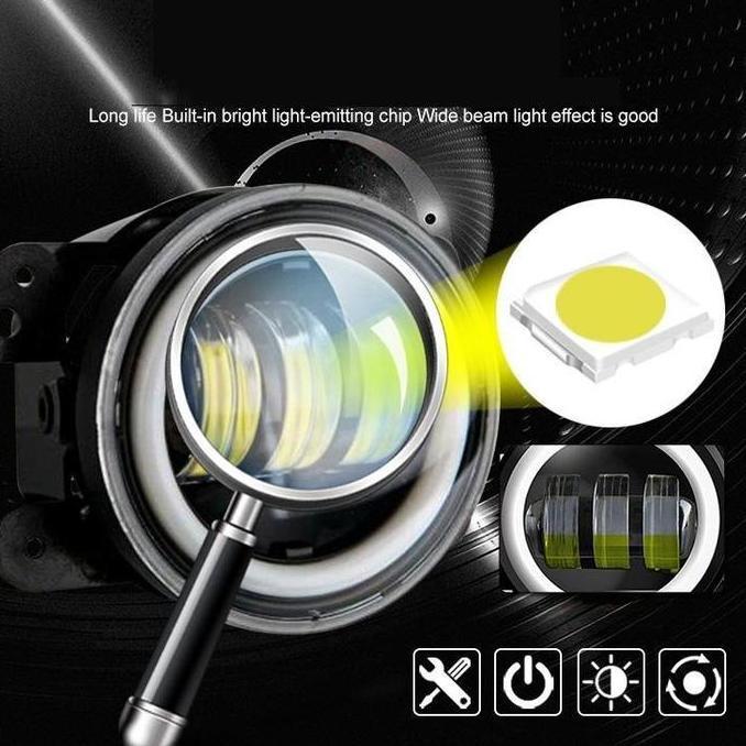 RETEKNO 2pcs lampu daymaker foglamp 4 inch 30 watt  Fog lamp Angel aye putih kuning Lampu Foglamp LE