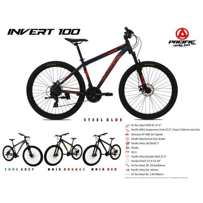 Terlaris Sepeda Gunung Mtb 27.5 Inch Pacific Invert New 100 Vt Steel