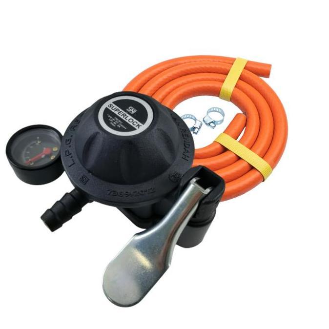 Onair- Gascomp Paket Regulator Superlock 01 Klik + Selang (Grs-915) Regulator Kompor Gas Superlock R