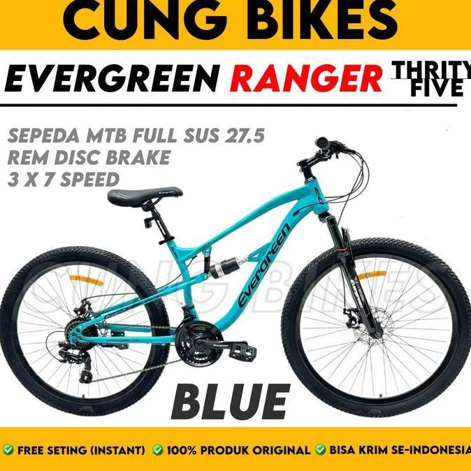 Terlaris Sepeda Gunung Mtb 27.5 Inch Evergreen Ranger R 35 Full Suspension 21 Speed