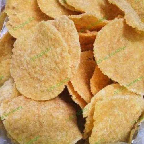 Snack Krupuk puli gendar beras mentah model bulat 500gram