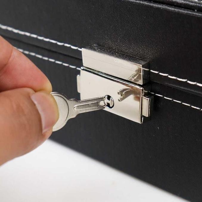 KOTAK KULIT LUXURY JAM TANGAN PERHIASAN AKSESORIS KUNCI BOX 11 SLOT KODE 946