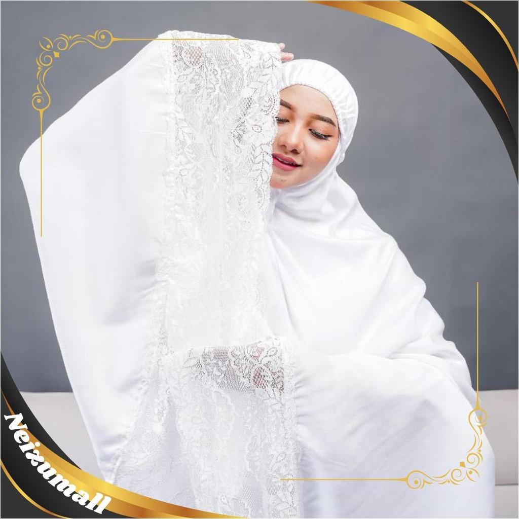 Mukena Dewasa Putih Polos Renda Bahan Katun Rayon Super Premium Size Super Jumbo Dan Mukenah Terusan