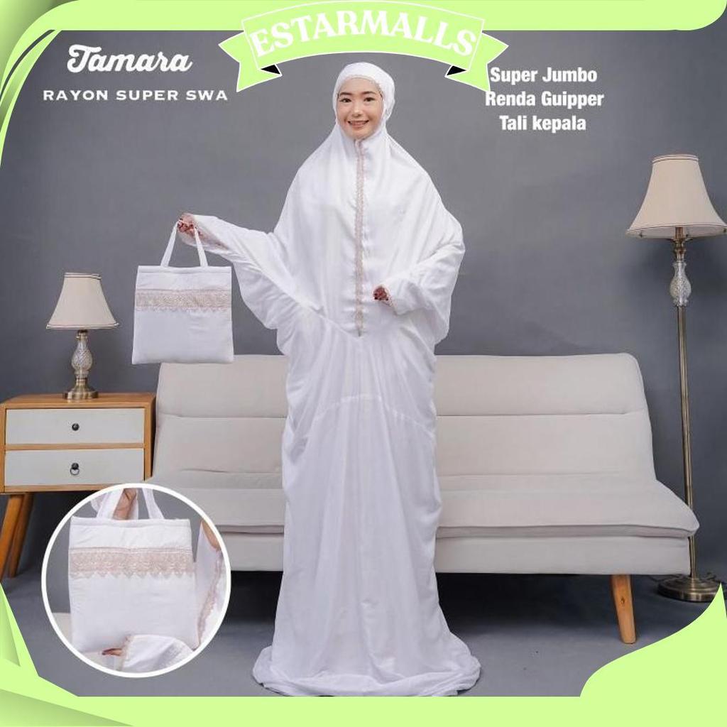 Mukena Dewasa Putih Polos Renda Bahan Katun Rayon Super Premium Size Super Jumbo Dan Mukenah Terusan