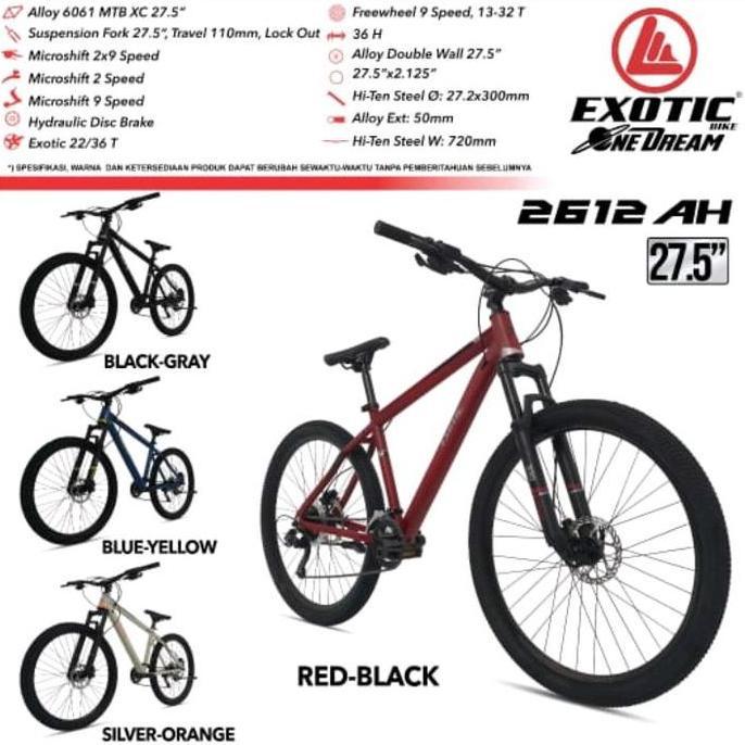 Terlaris Sepeda Gunung Dewasa Mtb 26 / 27,5 Inch Exotic 2612 Ah / 2618 Ar Sale