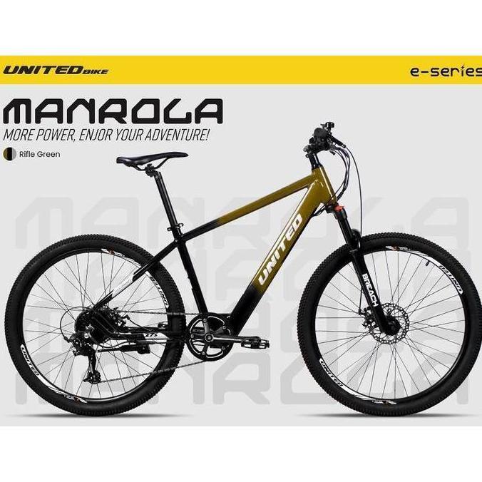 Terlaris Sepeda Gunung United E-Bike Manrola Mtb 27.5 Inch 8 Speed Alloy 250 W - Green