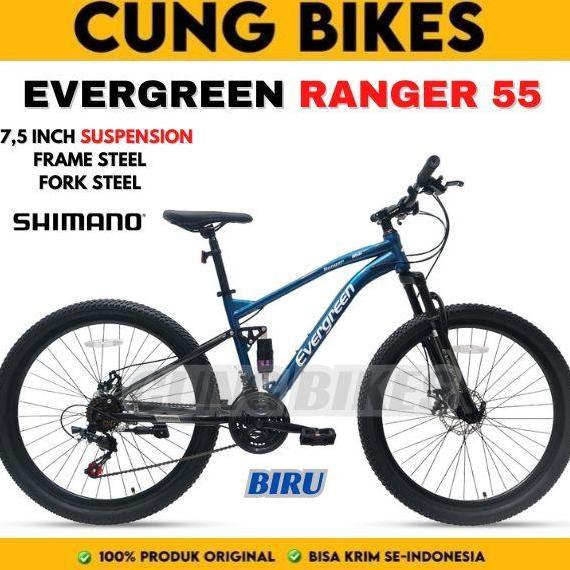Terlaris Sepeda Gunung Mtb Evergreen Ranger R50, R55, R35 Full Suspension Ukuran 26 27,5 Inch 3X7 Sp