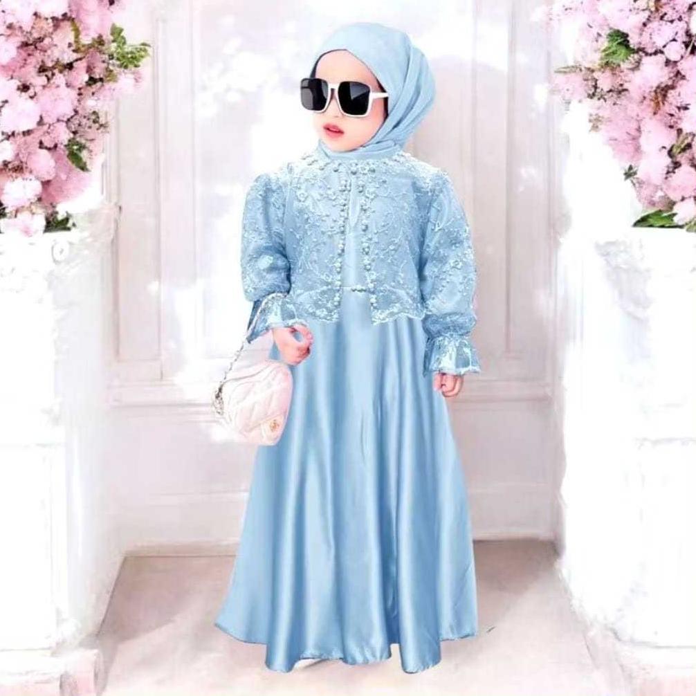 Promo Naura Dress Gamis Anak Perempuan Umur 2 Tahun Gamis Anakbrukat Kombinasi Payet Terbaru 2025 Le