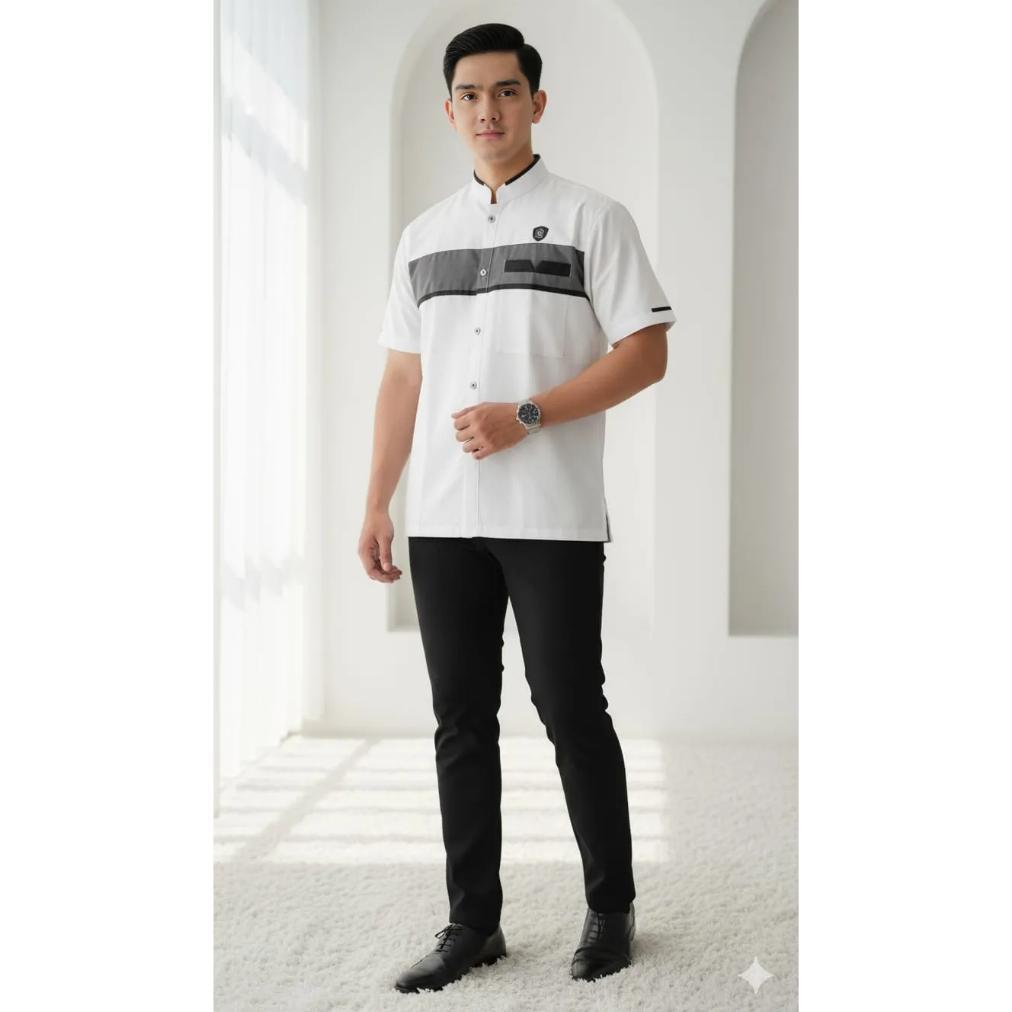 Grade Ori Baju Koko Pria Muslim Terbaru Lengan Pendek Dewasa Kurta Katun Model Terbaru