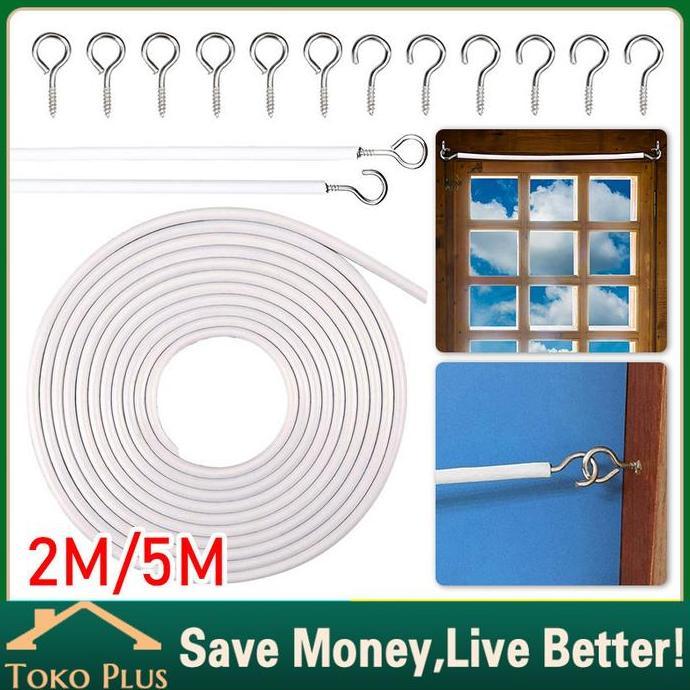 QWEKLY Kawat Spiral Gorden Dan Hook Tempel Gorden Kolong Dapur - Tali Gorden