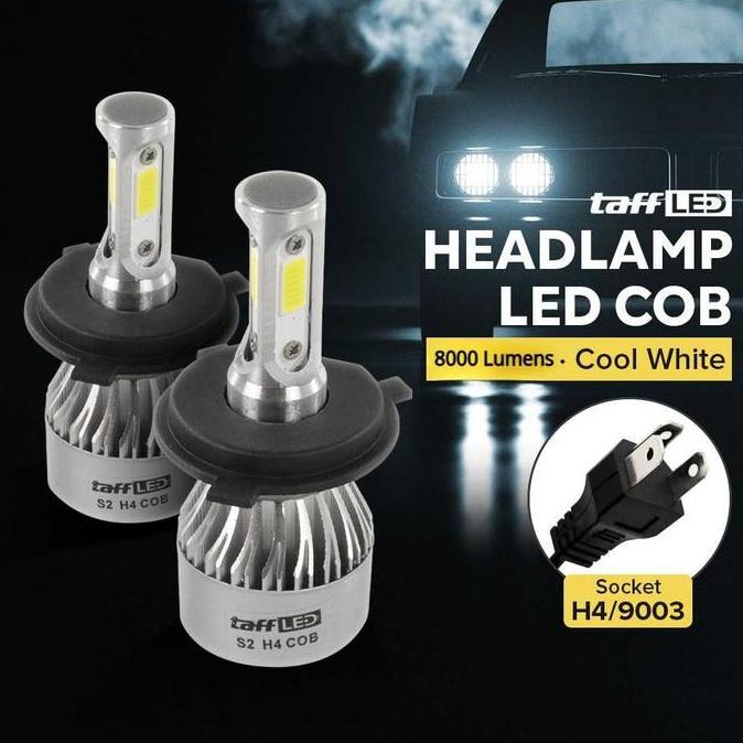 TaffLED S2 Lampu Depan Mobil LED H4 Headlamp 8000LM Cool White 2 PCS original