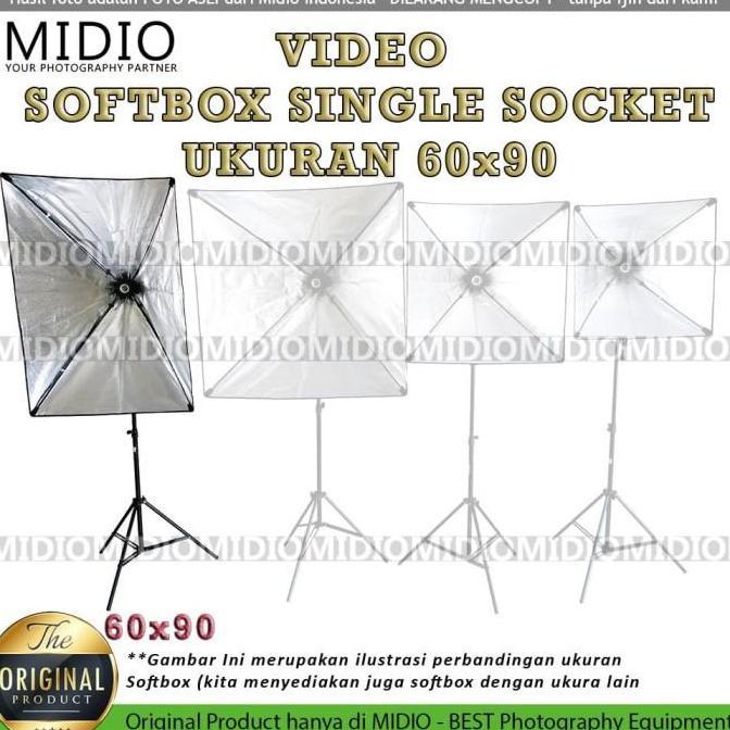 Paket Softbox Midio E1 Softbox 60x90 + Stand 2M Lampu Vlog Youtuber