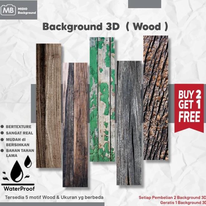 Background Foto Studio 3D Waterproof Midio Motif Kayu 3D Ukuran 66x100