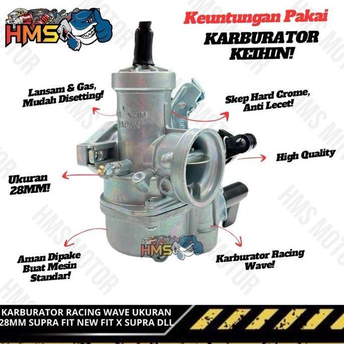 Promo KARBU KARBURATOR RACING WAVE 24 28 MM KARISMA SUPRA X 125 LAGENDA ASTREA PRIMA HONDA WIN C70 C