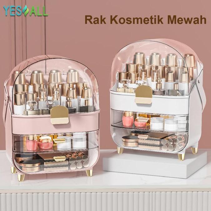 YESALL Rak Skincare Portable Aesthetic Anti Debu Serbaguna - Rak Makeup Kosmetik Estetik Transparan 