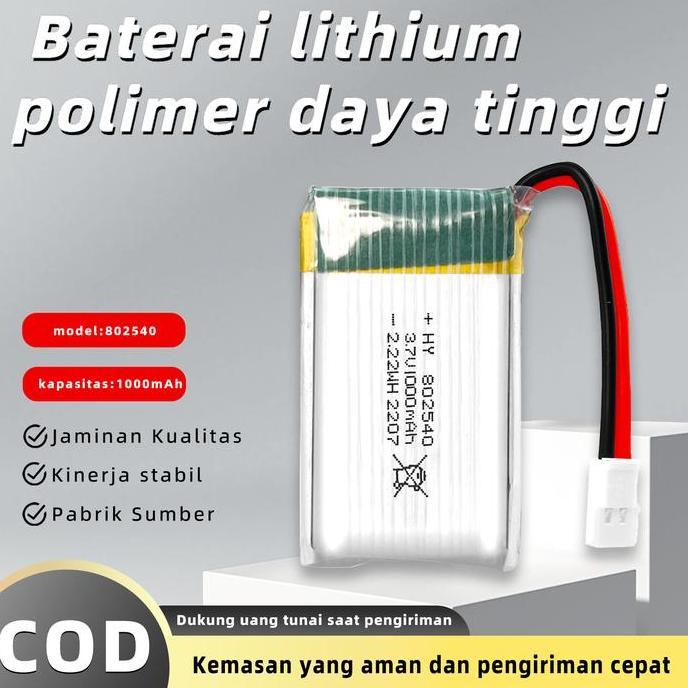 Wxyg- JiataBaterai Lipo 1000Mah 3.7V Model 802540 Kapasitas Tinggi 500 Siklus Pengisian Usb Aksesori