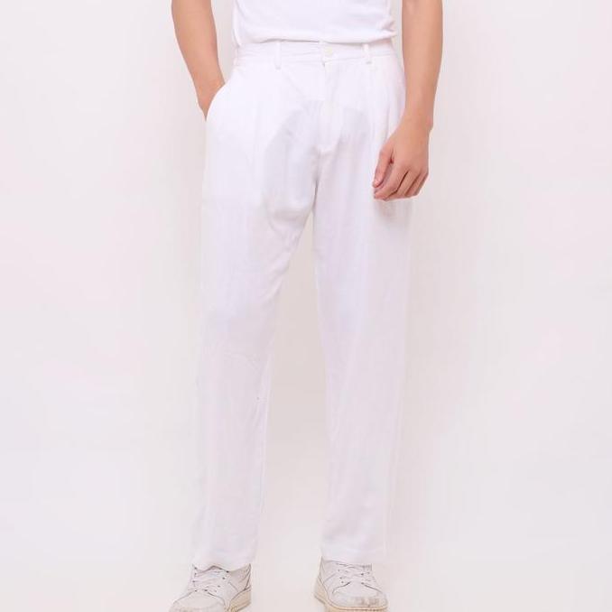 Ready Remedy Celana Panjang Korea Linen Pria Warna Putih Salt Linen Loose Pants | Original 100%