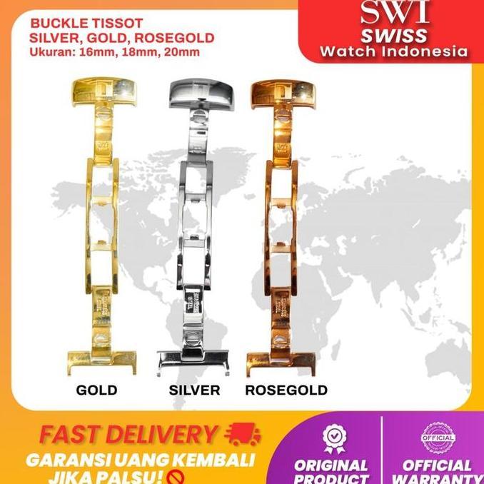 Ready Buckle Pengait Butterfly Jam Tangan Tissot 16Mm 18Mm 20Mm Silver Gold | Original 100%