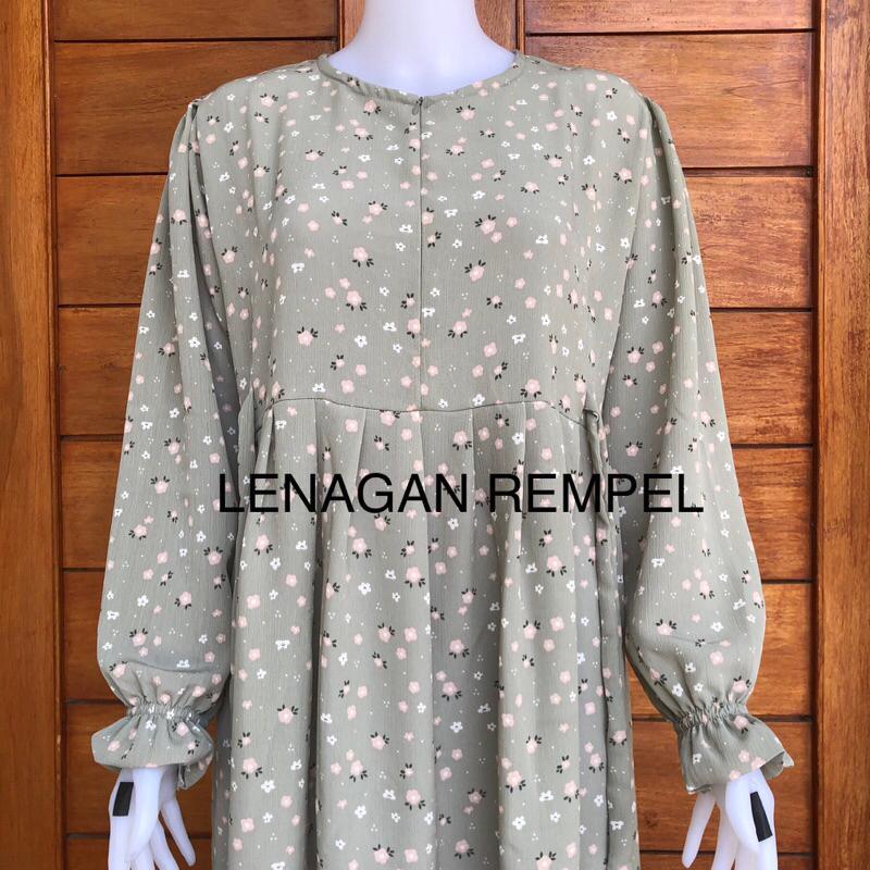 Natalia Dress Gamis Busui Bahan Yoryu Crinkle Motif Bunga Kecil Dewasa Remaja