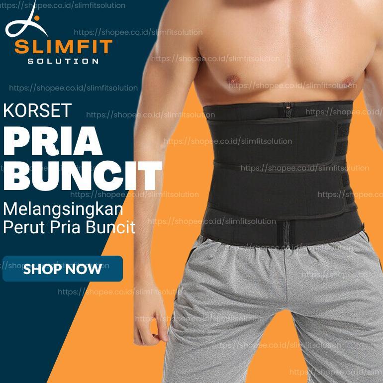 Korset Pelangsing Pengecil Perut Bucit Olahraga Pria DOUBLE STRAP Pembakar Lemak Corset Pria Pengeci