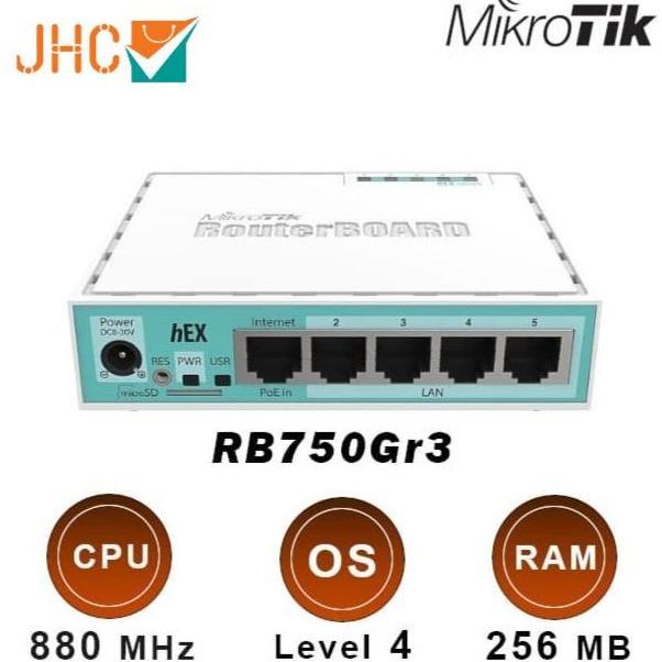 MIKROTIK RB750GR3 (HEX) ROUTER 5 PORT GIGABIT RB750 GR3 HEX/ RB 750GR3 ORIGINAL DAN TERPERCAYA