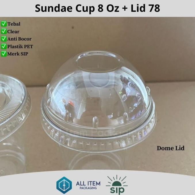 Sundae Cup 8 Oz / Ice Cream Cup + Lid @50 Pcs PET SIP 78