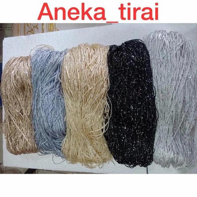 Pilpilpul- Tirai Benang Gliter 3X1M/Tirai Benang Putih Gold Silver/Tirai Dekorasi