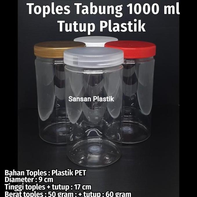 Toples Plastik 1 Liter / Toples Tabung 1 Liter - ONLY