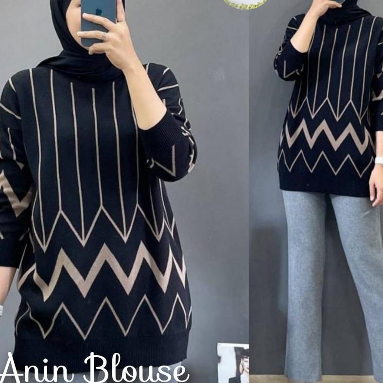 Edhu Blouse Wanita Korean Style Jumbo Motif Kekinian Elegan Import Fashion Muslim Baju Atasan Wanita