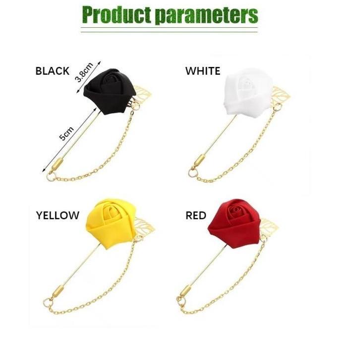 ORIZA Bros Jas Premium Bunga Mawar & Rantai Emas - Pin Lapel Daun Simpel untuk Wedding, Acara Resmi,