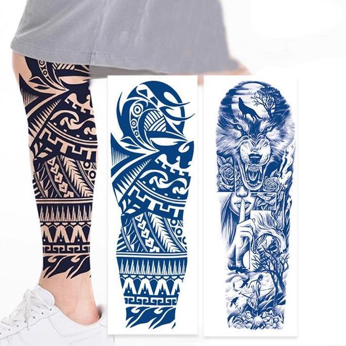 POALA Tato Semi Permanent Fruit Juice Ink Tattoo Sticker Viral Lengan Penuh Temporary Tattoo Yakuza 