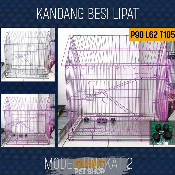 Kandang Kucing Jumbo Xxl 90 Tingkat 2 | Kandang Besi Model Rumah Kualitas Premium