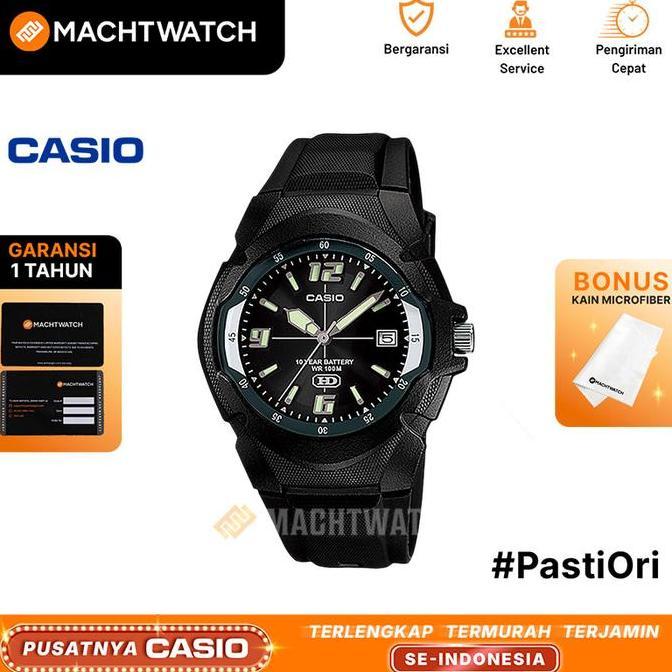 Jam Tangan Pria Analog Casio Standard MW-600F-1AVDF MW600 MW-600F Black Dial Resin Band