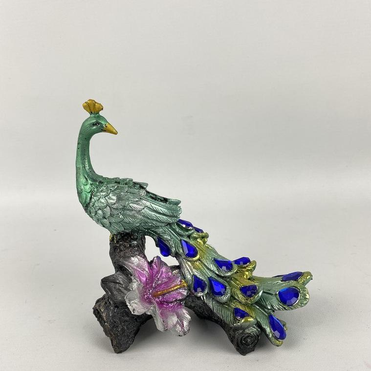 Pajangan Burung Merak Bahan Resin Hiasan Meja Patung Merak