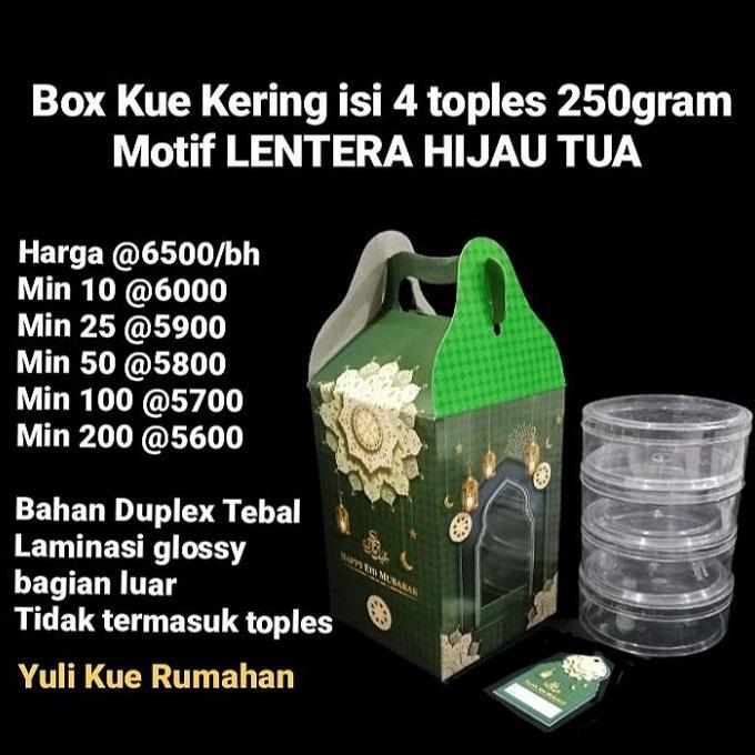 Box kue kering isi 4 toples 250gram motif lebaran murah